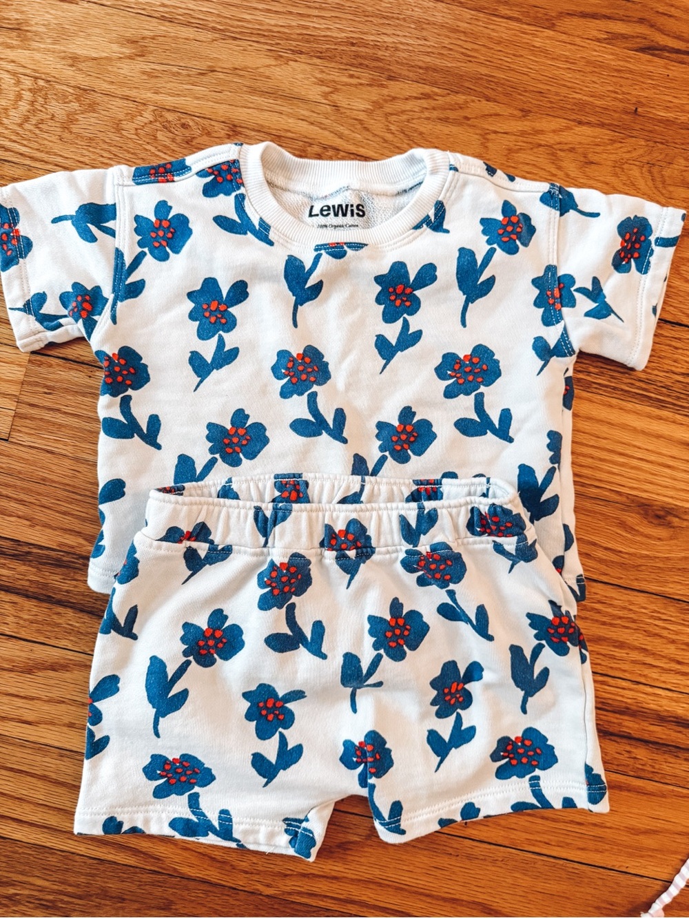 Lewis Blue Floral Kids Matching Set - White & Blue